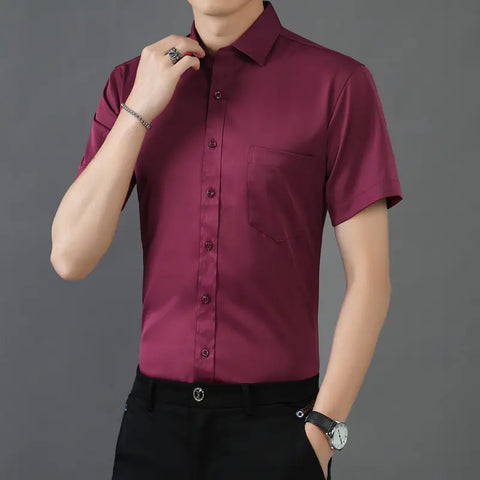 Men's Short Sleeve Stretch Bamboo Fiber Casual Shirt