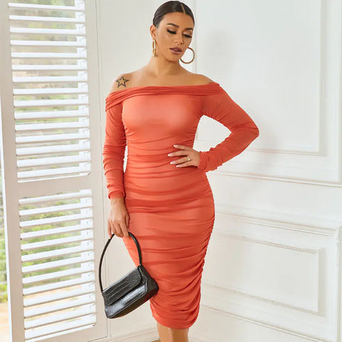 2024 Spring Summer New European Sexy Long Sleeve Dress