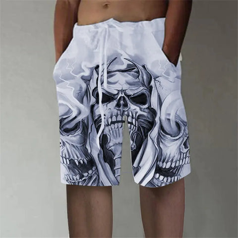 3D Digital Print Skull Shorts for Men