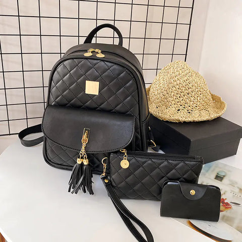 Women's Large Capacity Soft PU Leisure Backpack