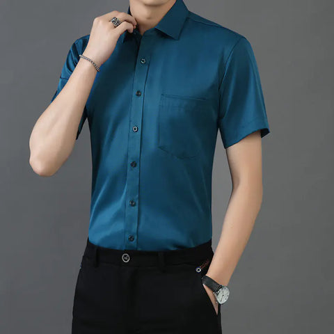 Men's Short Sleeve Stretch Bamboo Fiber Casual Shirt