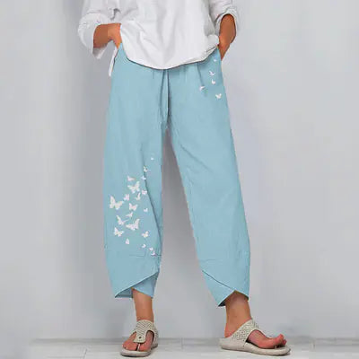 Loose Fit Cotton Linen Casual Pants for Women
