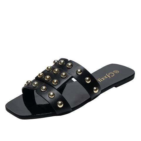 Fashion Rivet Flat Sandals for Women - Casual Wear