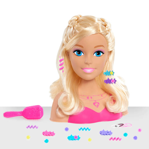 Barbie Fashionistas 8-Inch Styling Head Blonde 20 Pieces Include Styling Accessories Hair Styling for Kids Kids Toys for Ages 3 Up by Just Play