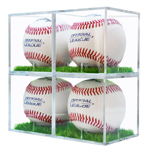 Fanslgeolsy Baseball Display Case UV Protected Acrylic Clear Baseball Holder Turf Baseball Stand Prevent Baseballs from Moving Fit for Official Size Baseball