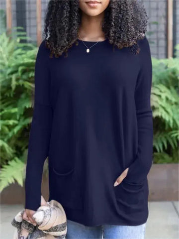 Women’s Fashion Long Sleeve Pocket Top