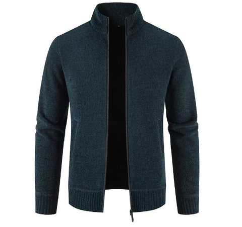 Thick Fleece-lined Men's Stand Collar Knitted Jacket - Ultimate Winter Comfort & Style