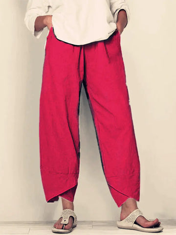 Loose Fit Cotton Linen Casual Pants for Women
