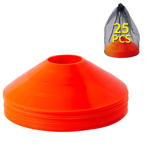 25 Pcs Agility Soccer Cones Set - Sports Cones for Training Football Cones for KidsBasketball Cones Plastic Cones Dome Cones Practice and Training Cones for Drills Sports Equipment(ORANGE)