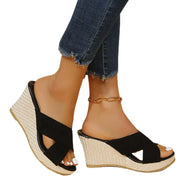 Summer Women’s Thick-Soled Cross Toe High Heels Sandals
