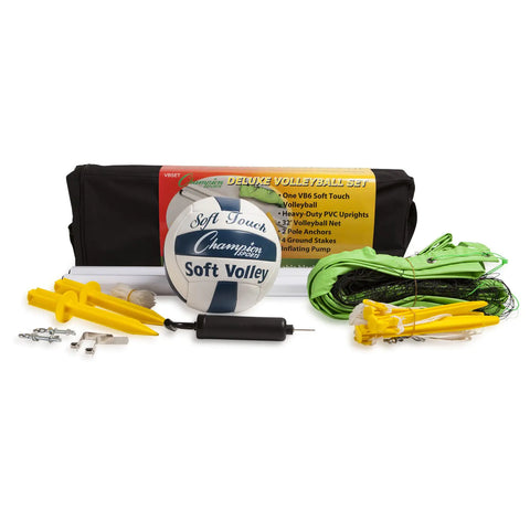 Champion Sports Backyard & Beach Volleyball: Outdoor Sports Equipment Portable Game Set with Ball and Net for Girls Boys Women Men Clubs & Schools