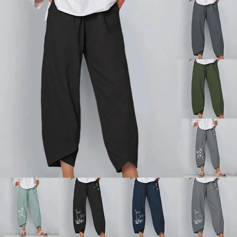 Loose Fit Cotton Linen Casual Pants for Women
