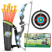 YANLLY Kids Bow and Arrow Set LED Light Up Archery Toys Set for Kids Ages 4-8 8-12 with 10 Suction Cup Arrows Target & Quiver Boys Girls Christmas Birthday Gift Ideas Indoor Outdoor Kids Toys