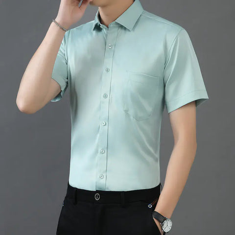 Men's Short Sleeve Stretch Bamboo Fiber Casual Shirt