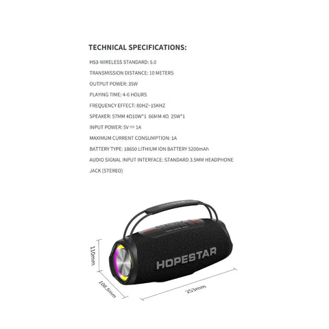 H53 Wireless Bluetooth Speaker | Waterproof | Portable | High-Power | MP3 Player - OutdoorSoundBlast