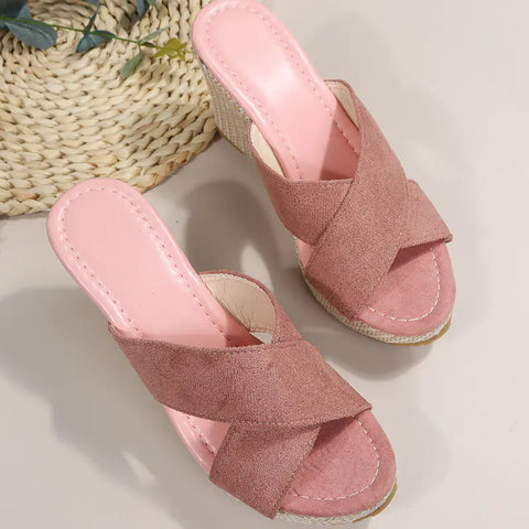 Summer Women’s Thick-Soled Cross Toe High Heels Sandals