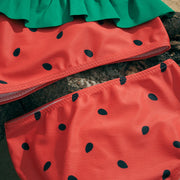 Kids Girls Watermelon Print Bikini Set with Ruffles