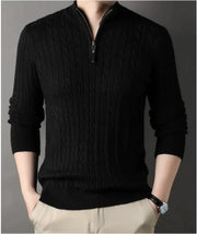 Men's Solid Color Half Zipper Sweater
