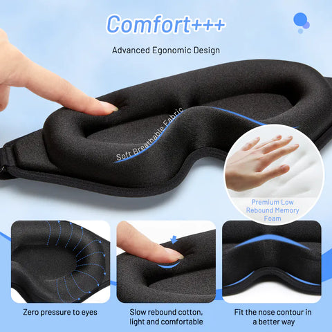 3D Natural Memory Foam Sleep Mask for Ultimate Comfort and Better Sleep