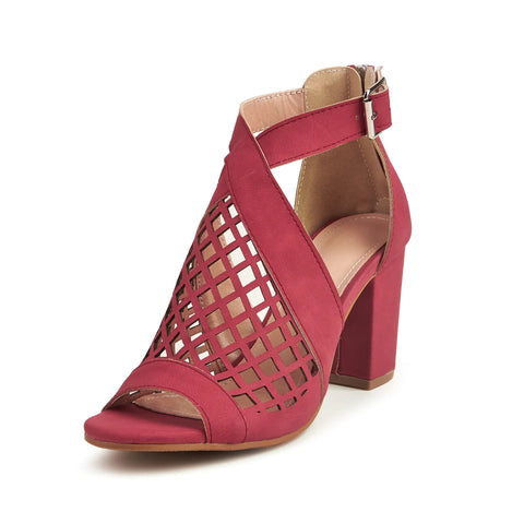 Chunky High Heel Hollow Buckle Roman Shoes for Women