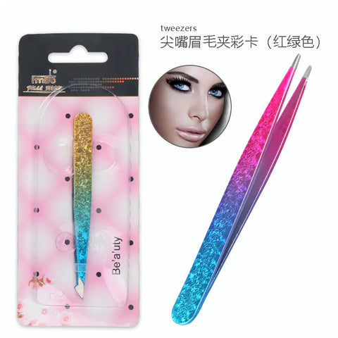 Professional Double-Sided Stainless Steel Tweezers - Precision Beauty Tool