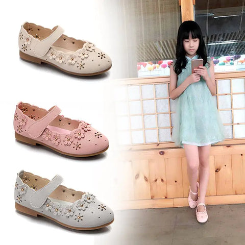 Flat Princess Shoes for Kids - Floral Design for Girls