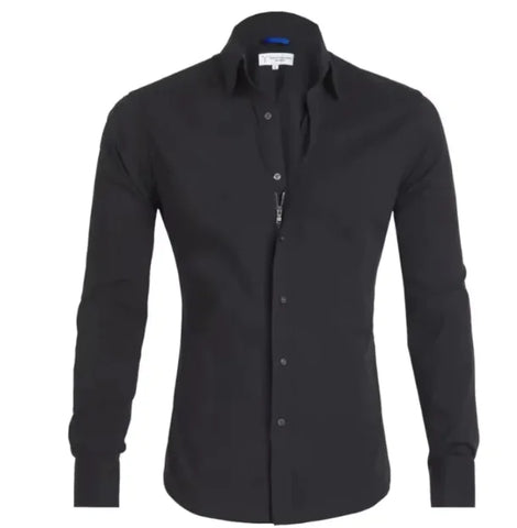 Men’s Zipper Lapel Shirt with Button Detail