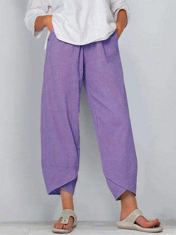 Loose Fit Cotton Linen Casual Pants for Women