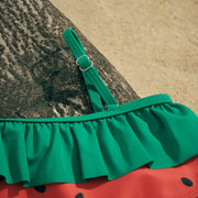 Kids Girls Watermelon Print Bikini Set with Ruffles