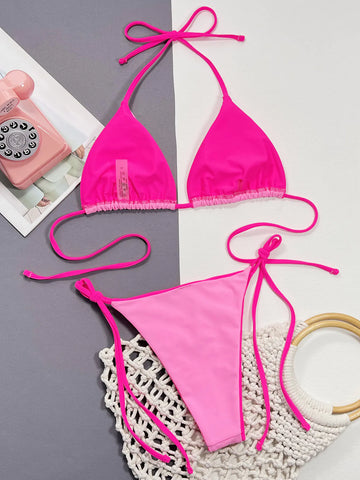 Women's Sequin Printed Triangle Bikini Set - High-Quality Swimwear