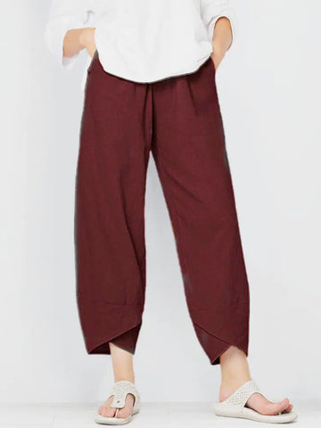 Loose Fit Cotton Linen Casual Pants for Women